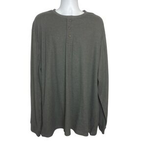 Ocean Coast‎ Men 3XLT Thermal Henley Gray Shirt Preppy Comfort Heritage Casual
